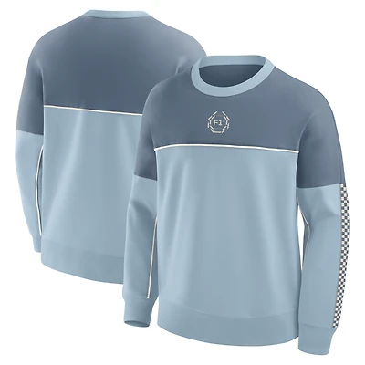 Sweat-shirt à col rond en polaire bleu clair Heritage Formula 1 pour homme