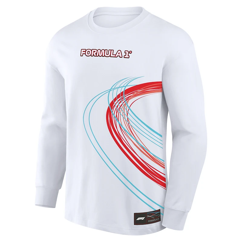 Men's Formula 1 White Las Vegas Grand Prix Fashion Long Sleeve T-Shirt