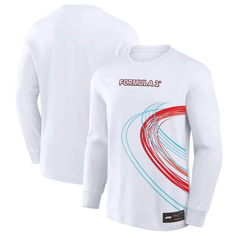 Men's Formula 1 White Las Vegas Grand Prix Fashion Long Sleeve T-Shirt
