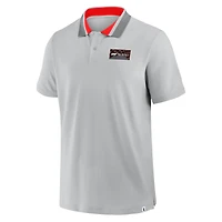 Polo piqué gris à bordures avec badge en grille demi-teintes Tempo pour homme