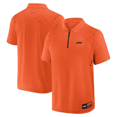 Men's Orange Formula 1 Tech Quarter-Zip Polo