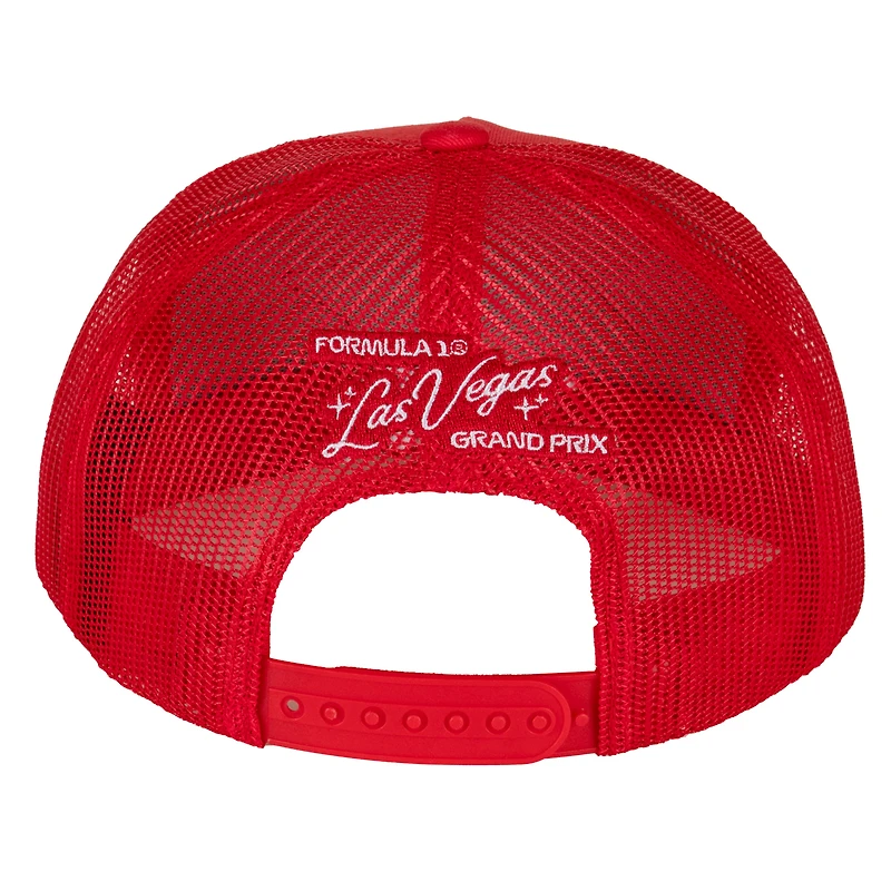 Men's Red Formula 1 Las Vegas Grand Prix Mesh Trucker Snapback Hat