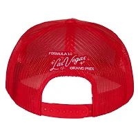 Men's Red Formula 1 Las Vegas Grand Prix Mesh Trucker Snapback Hat