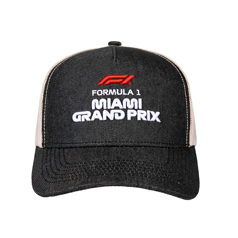 Unisex Black/Cream 2026 Miami Grand Prix Denim Trucker Snapback Hat