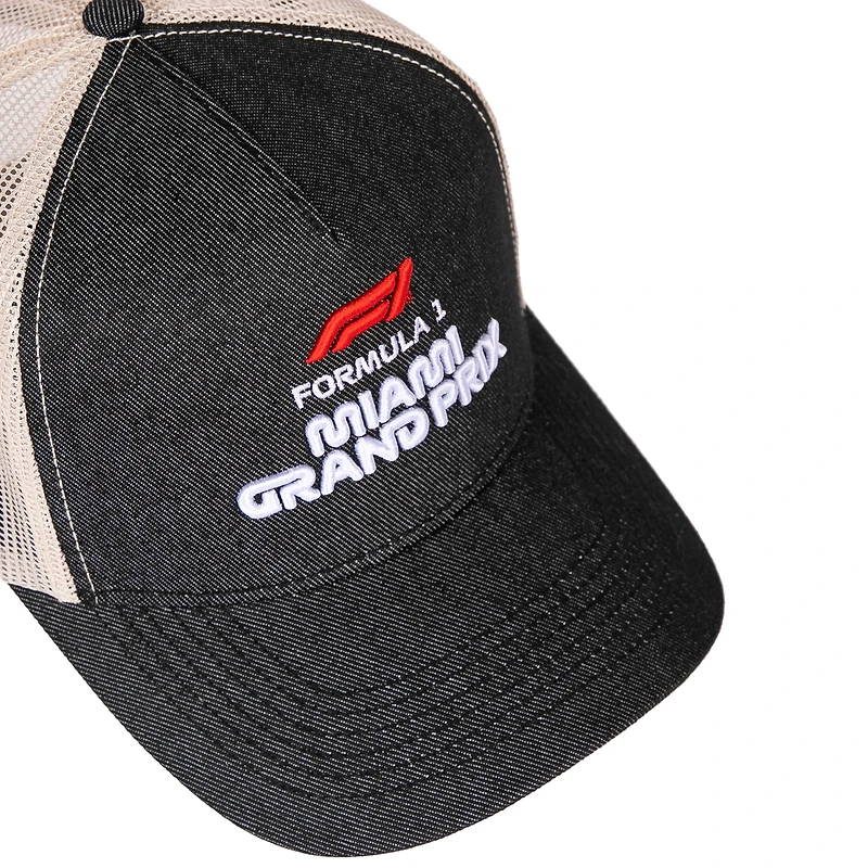 Unisex Black/Cream 2026 Miami Grand Prix Denim Trucker Snapback Hat