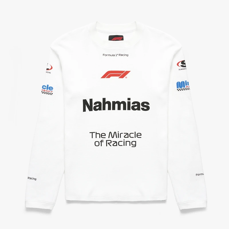 T-shirt thermique unisexe NAHMIAS x F1 blanc gaufré à manches longues