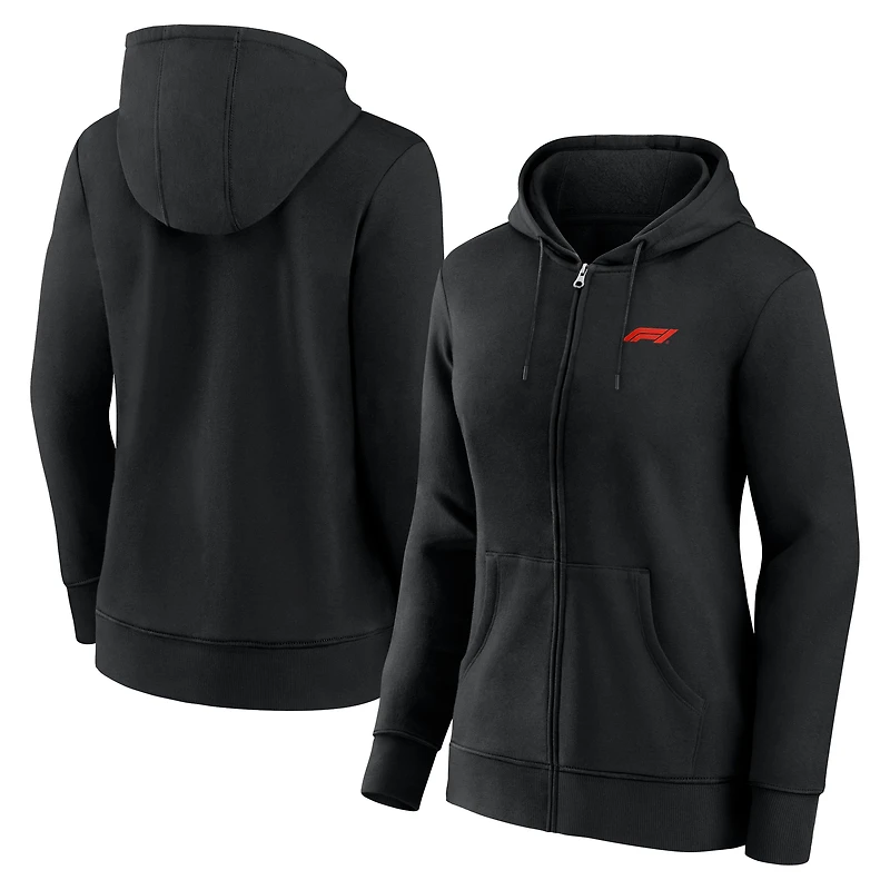 Sweat à capuche entièrement zippé pour femme noir Formula 1 Primary