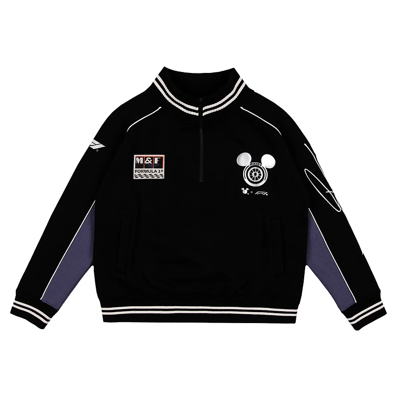 Sweat-shirt de course Formula 1 x Disney blanc pour femme, à col zippé.
