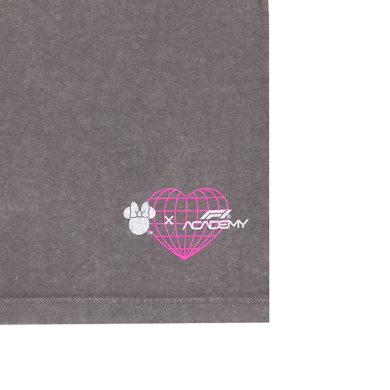 Women's Gray F1 Academy x Disney Minnie Mouse Boxy Washed T-Shirt