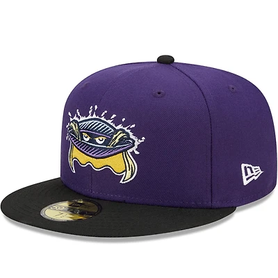 Casquette ajustée 59FIFTY pour homme Fort Myers Mighty Mussels Marvel x Minor League New Era violet/noir