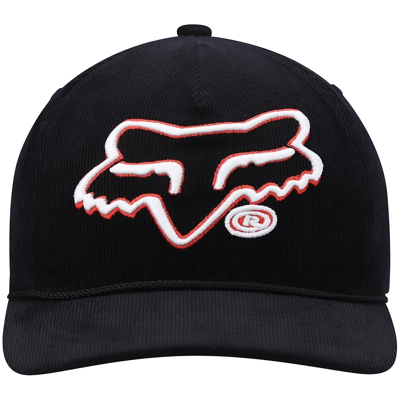 Men's Black Fox Racing Brushed Snapback Hat