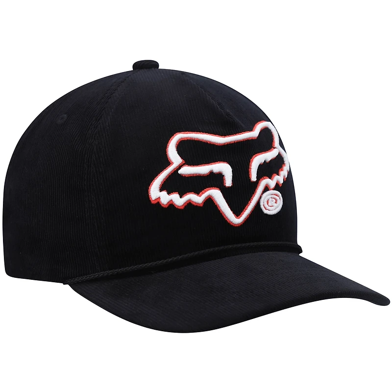 Men's Black Fox Racing Brushed Snapback Hat