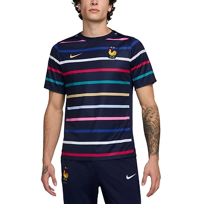 Maillot d'avant-match Nike bleu pour homme de l'équipe nationale France 2024 Academy Pro
