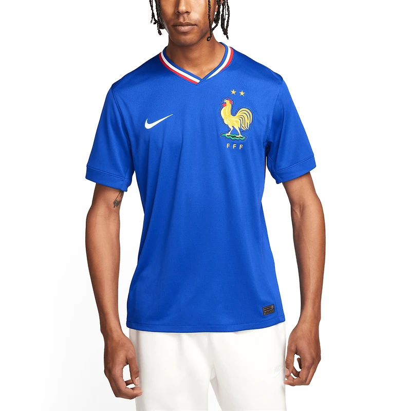 Maillot blanc réplique domicile de l'équipe nationale France 2024 Nike bleu pour homme