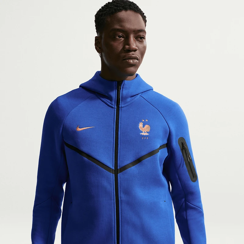 Men's Nike Blue France National Team 2026 Tech Fleece Windrunner Raglan Full-Zip Hoodie
