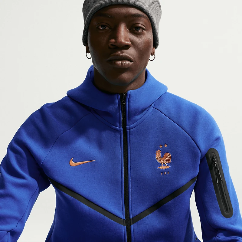 Sweat à capuche zippé Nike Tech Fleece Windrunner bleu pour homme, équipe nationale de France 2026