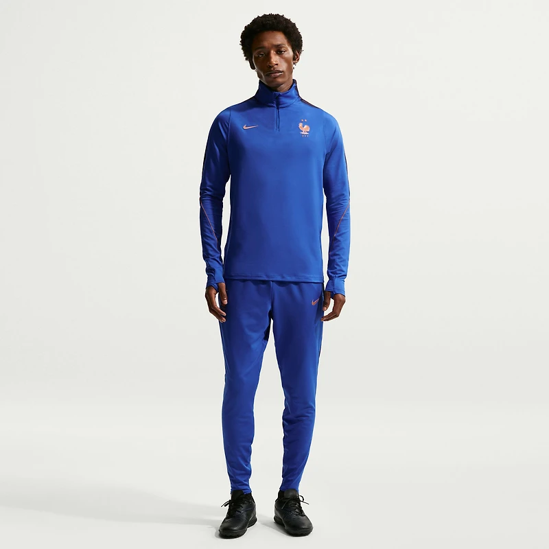Men's Nike Blue France National Team Dri-FIT Quarter-Zip Long Sleeve Drill Top