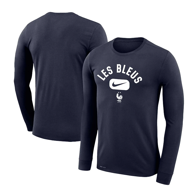 Men's Nike Navy France National Team Lockup Legend Performance Long Sleeve T-Shirt
