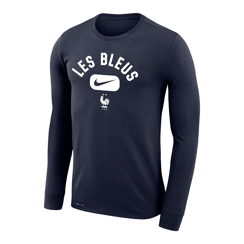 T-shirt à manches longues pour homme Lockup Legend Performance de l'équipe nationale France Nike - Bleu marine