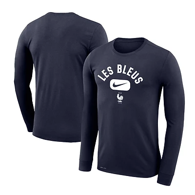 Men's Nike Navy France National Team Lockup Legend Performance Long Sleeve T-Shirt