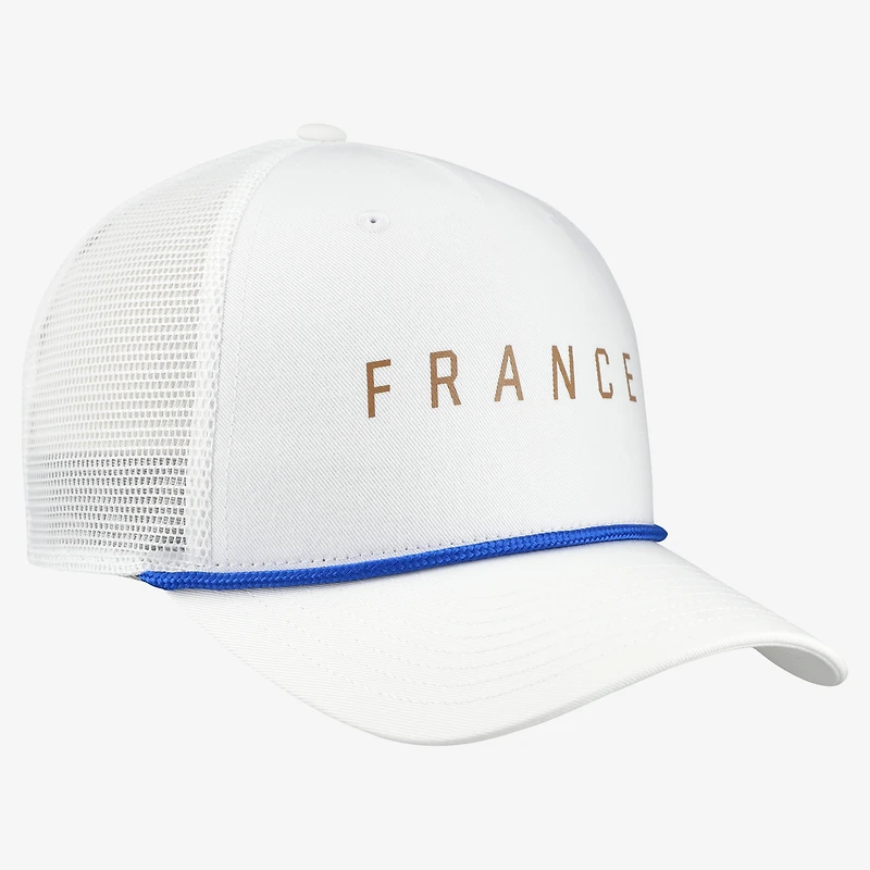 Men's Nike White France National Team Rise Rope Trucker A-Frame Adjustable Hat