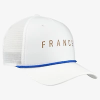 Men's Nike White France National Team Rise Rope Trucker A-Frame Adjustable Hat