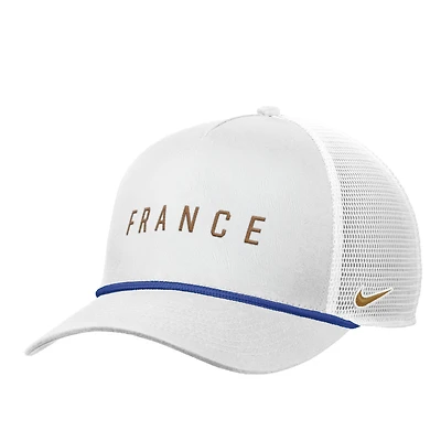 Men's Nike White France National Team Rise Rope Trucker Adjustable Hat