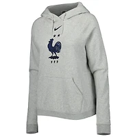 Chandail à capuchon tri-mélange raglan universitaire Nike de l'équipe nationale France gris chiné pour femme
