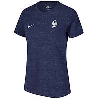 T-shirt universitaire Nike bleu marine chiné avec écusson de l'équipe nationale France pour femme