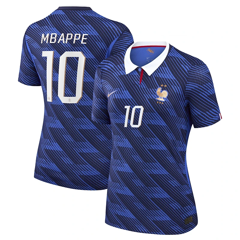 Maillot domicile authentique Nike Kylian Mbappé bleu de l'équipe France 2026 pour femme