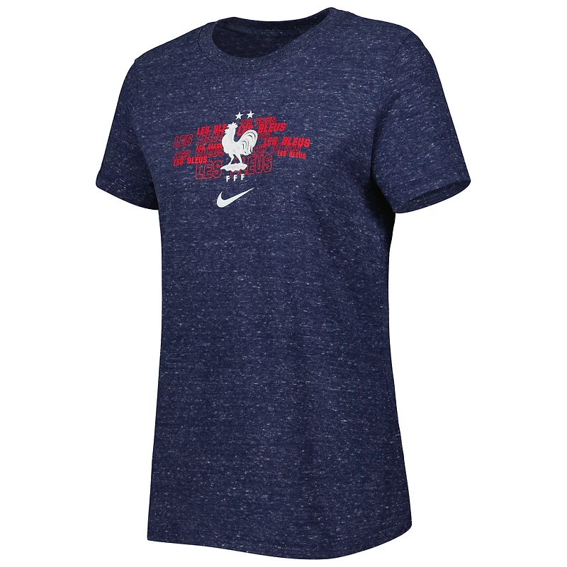 T-shirt Nike bleu marine pour femme de l'équipe nationale France Varsity Space-Dye