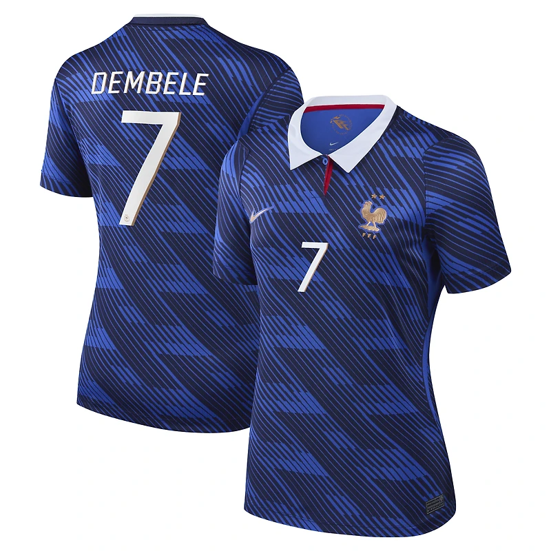 Maillot réplique domicile Nike Ousmane Dembélé bleu de l'équipe France 2026 pour femme