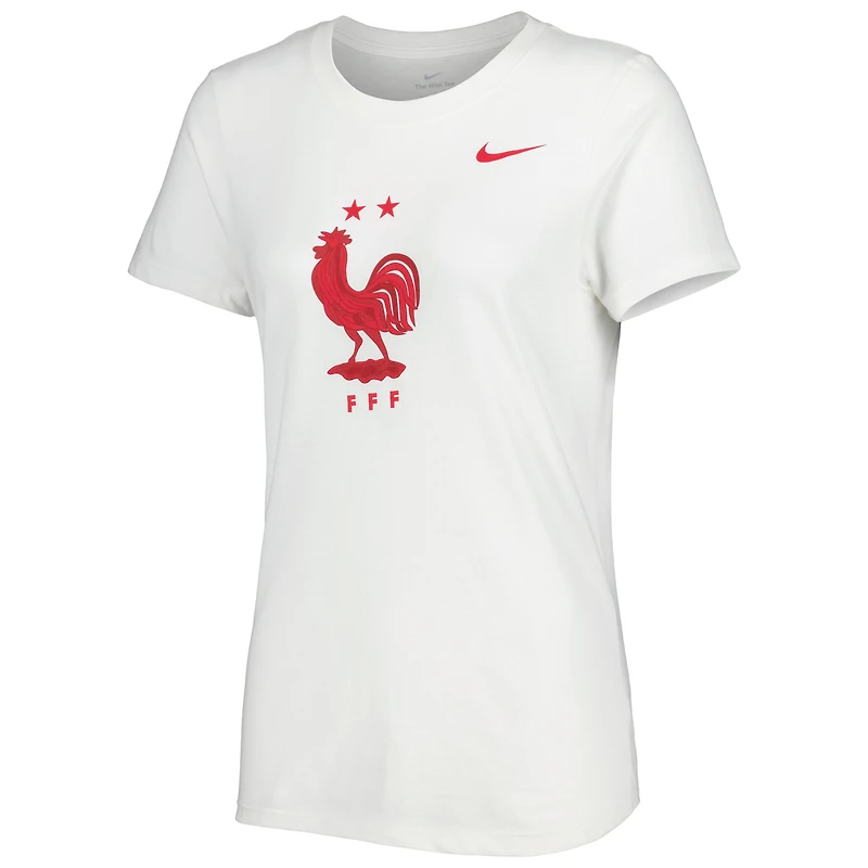 T-shirt à écusson de l'équipe nationale France Nike pour femme, blanc
