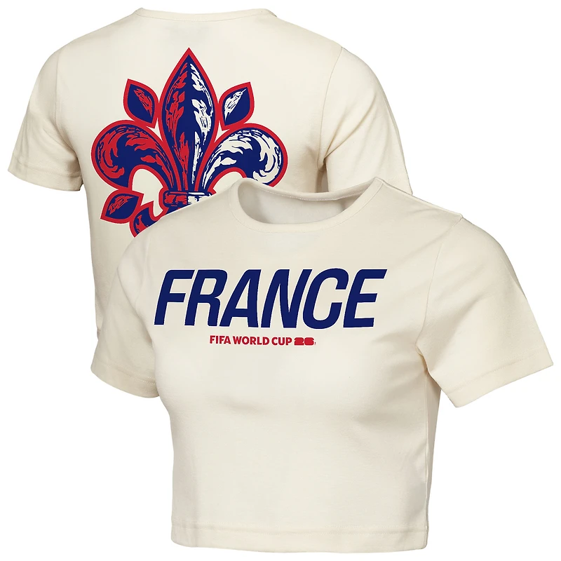 Women's Outerstuff Natural France FIFA World Cup 2026 Elote Squad Cropped T-Shirt