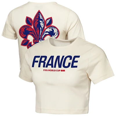 Women's Outerstuff Natural France FIFA World Cup 2026 Elote Squad Cropped T-Shirt