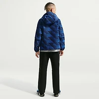 Veste à capuche zippée intégrale Nike bleue pour enfant, équipe nationale de France, tissée technique, bleue.