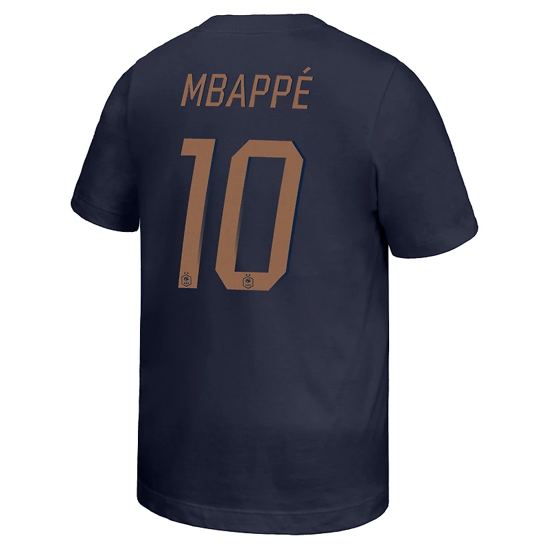 Youth Nike Kylian Mbappé Navy France National Team Name & Number T-Shirt