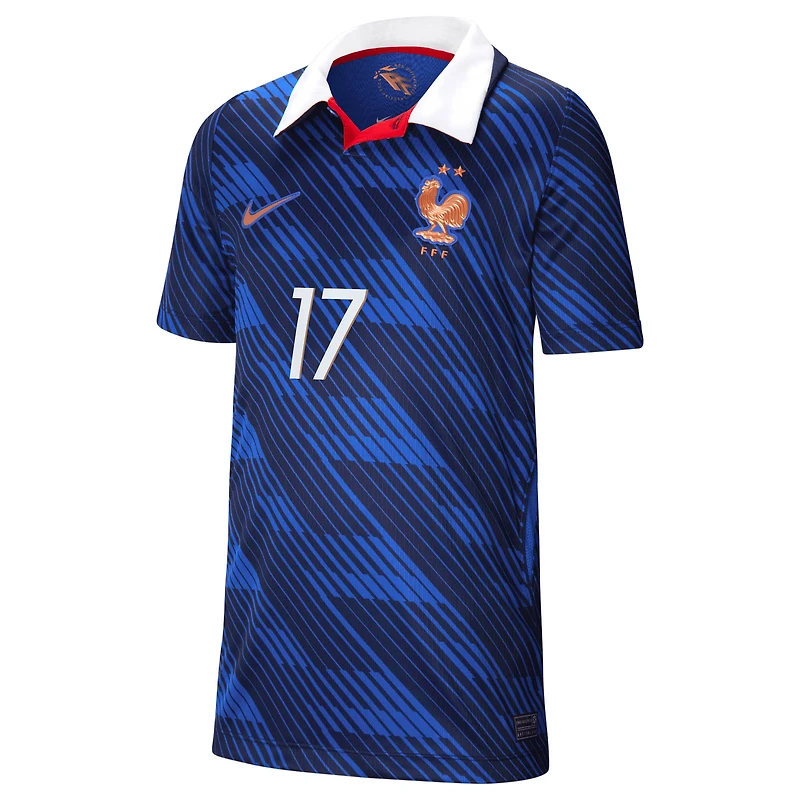 Maillot réplique domicile Nike William Saliba bleu de l'équipe France 2026 pour jeunes
