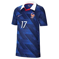 Maillot réplique domicile Nike William Saliba bleu de l'équipe France 2026 pour jeunes
