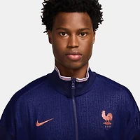 Veste Nike bleue de l'équipe nationale féminine France 2025 Academy Pro Performance Anthem entièrement zippée pour homme