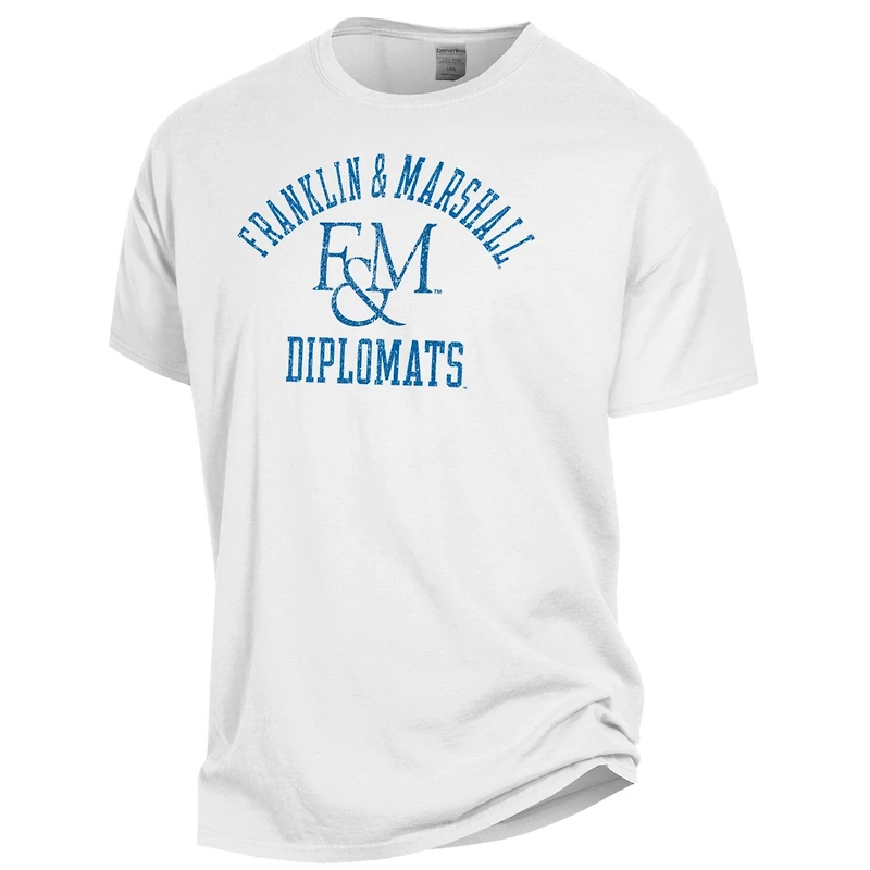 Men's ComfortWash White Franklin & Marshall Diplomats Arch Logo Garment Dyed T-Shirt