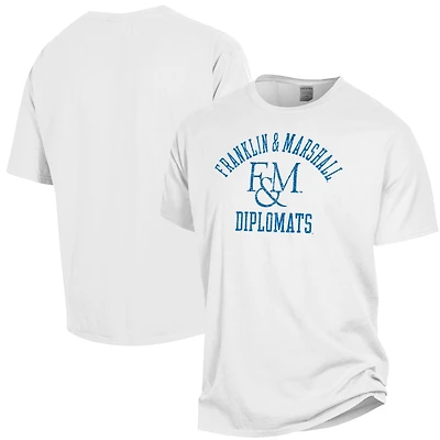 Men's ComfortWash White Franklin & Marshall Diplomats Arch Logo Garment Dyed T-Shirt