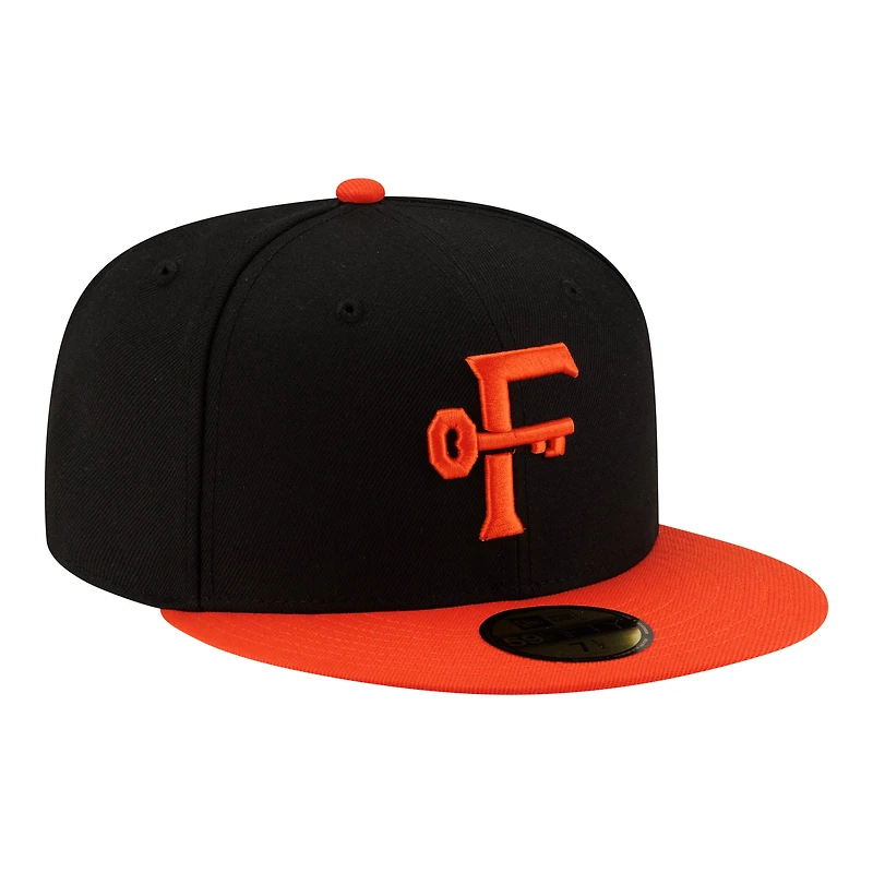 Men's New Era Black/Orange Frederick Keys Authentic Collection 59FIFTY Fitted Hat