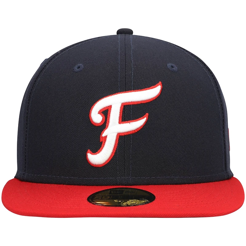 Men's New Era Navy Fredericksburg Nationals Authentic Collection Road 59FIFTY Fitted Hat