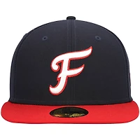 Men's New Era Navy Fredericksburg Nationals Authentic Collection Road 59FIFTY Fitted Hat