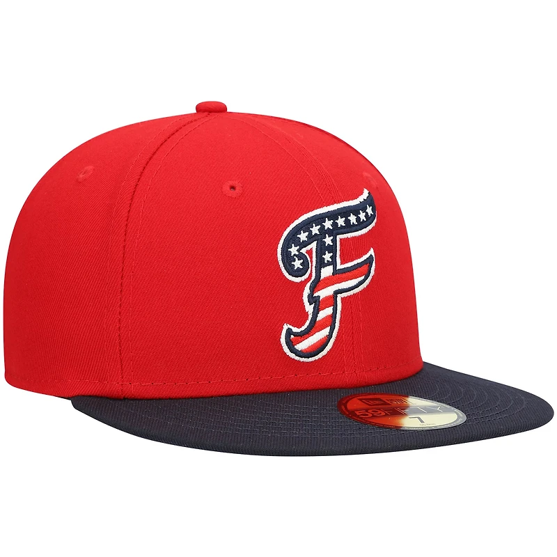 Men's New Era Red Fredericksburg Nationals Alternate Authentic Collection 59FIFTY Fitted Hat
