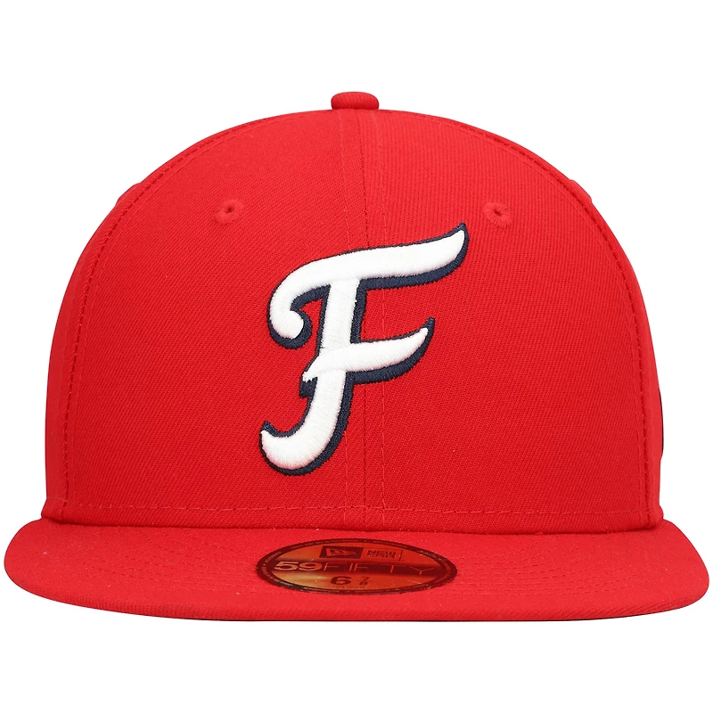 Men's New Era Red Fredericksburg Nationals Home Authentic Collection 59FIFTY Fitted Hat