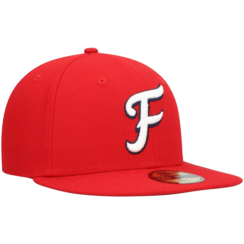 Men's New Era Red Fredericksburg Nationals Home Authentic Collection 59FIFTY Fitted Hat