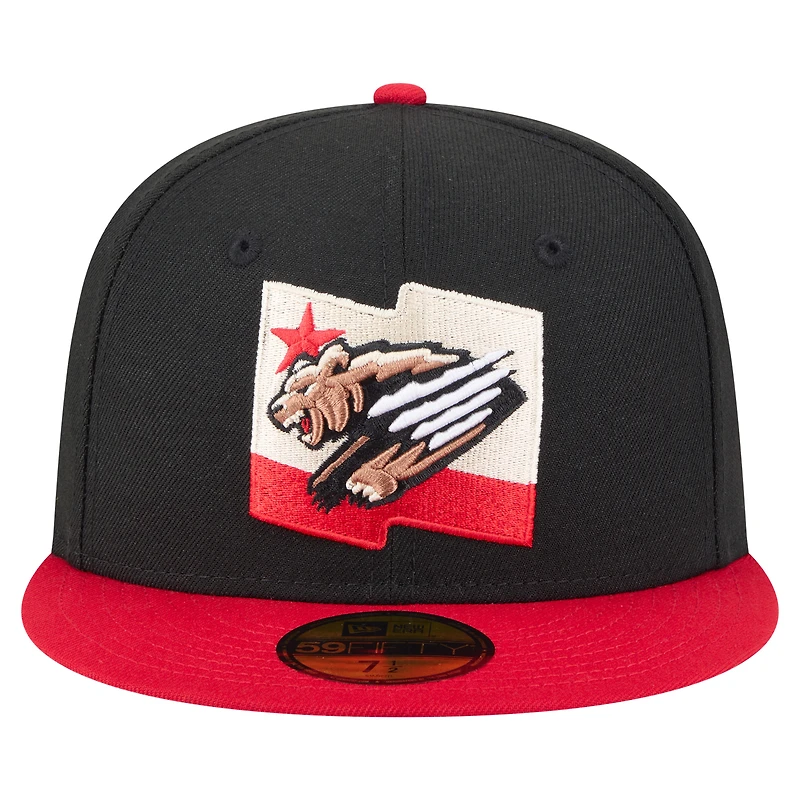 Casquette ajustée 59FIFTY Fresno Grizzlies Authentic Collection pour homme de New Era noire/rouge