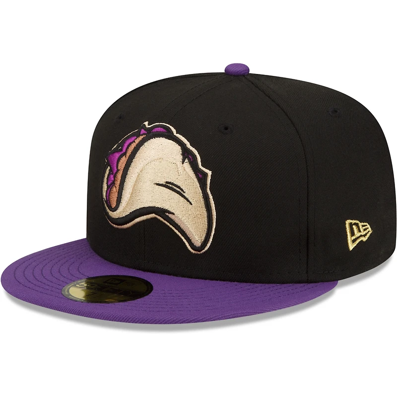 Casquette ajustée 59FIFTY pour homme New Era Fresno Grizzlies Tacos Theme Night noir/violet